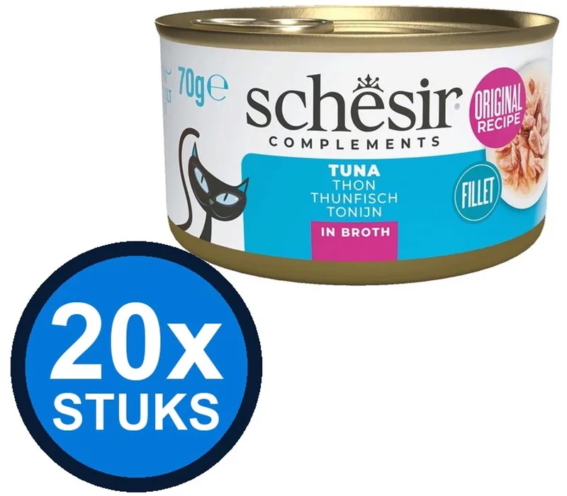 20x Schesir - Complementary - Kattenvoer - Bouillon in blik - Tonijn - 70g de Schesir – photo produit