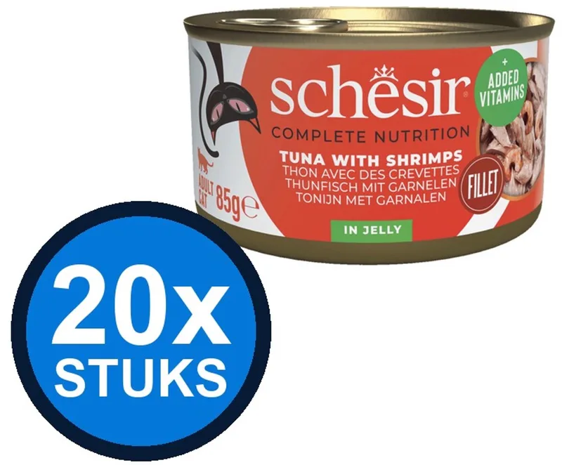 20x Schesir - Complete & Balanced - Kattenvoer - Gelei in blik - Tonijn & Garnalen Mp - 6x50g von Schesir – Produktfoto