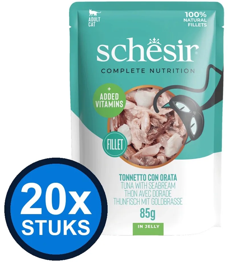 20x Schesir - Complete & Balanced - Kattenvoer - Gelei in zakje - Tonijn & Zeebrasem - 85g by Schesir – product photo