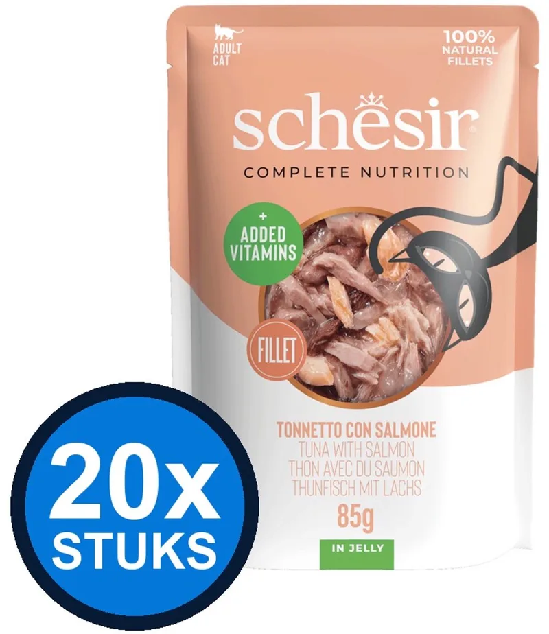 20x Schesir - Complete & Balanced - Kattenvoer - Gelei in zakje - Tonijn & Zalm - 85g by Schesir – product photo
