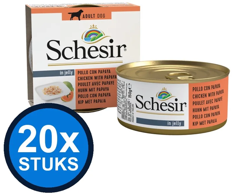 20x Schesir - Hondenvoer - Gelei in blik - Kip & Papaya - 150g by Schesir – product photo