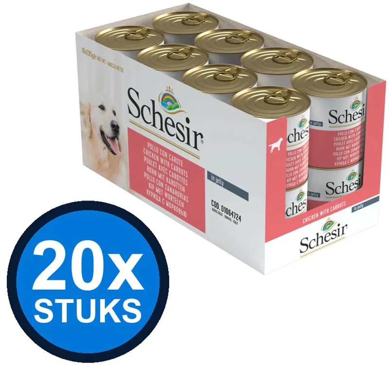 20x Schesir - Hondenvoer - Gelei in blik - Kip & Wortel - 285g de Schesir – photo produit