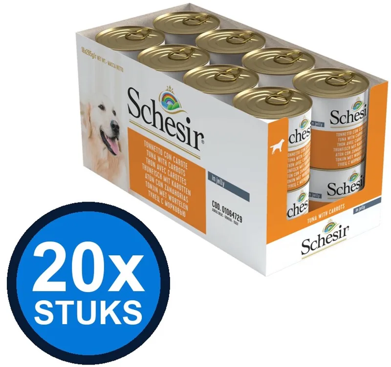 20x Schesir - Hondenvoer - Gelei in blik - Tonijn & Wortel - 285g de Schesir – photo produit