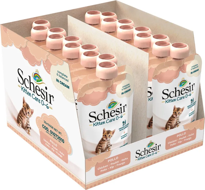 20x Schesir Kattenvoer Kitten 0-6 Kip in Cream 150 gr de Schesir – photo produit