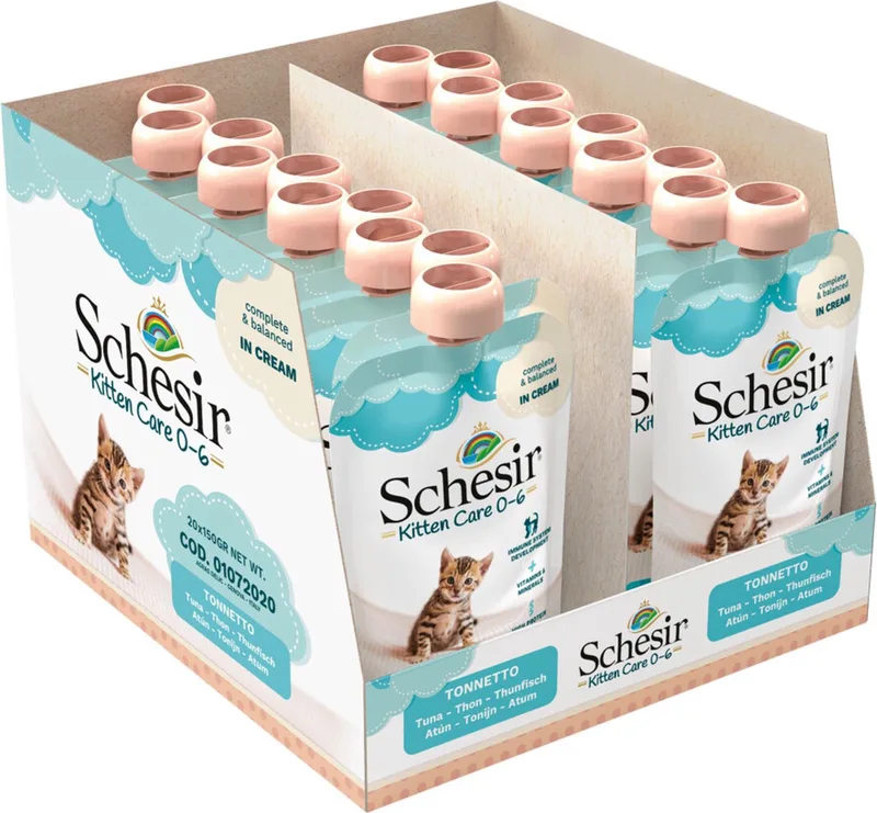 20x Schesir Kattenvoer Kitten 0-7 Tonijn in Cream 150 gr de Schesir – photo produit