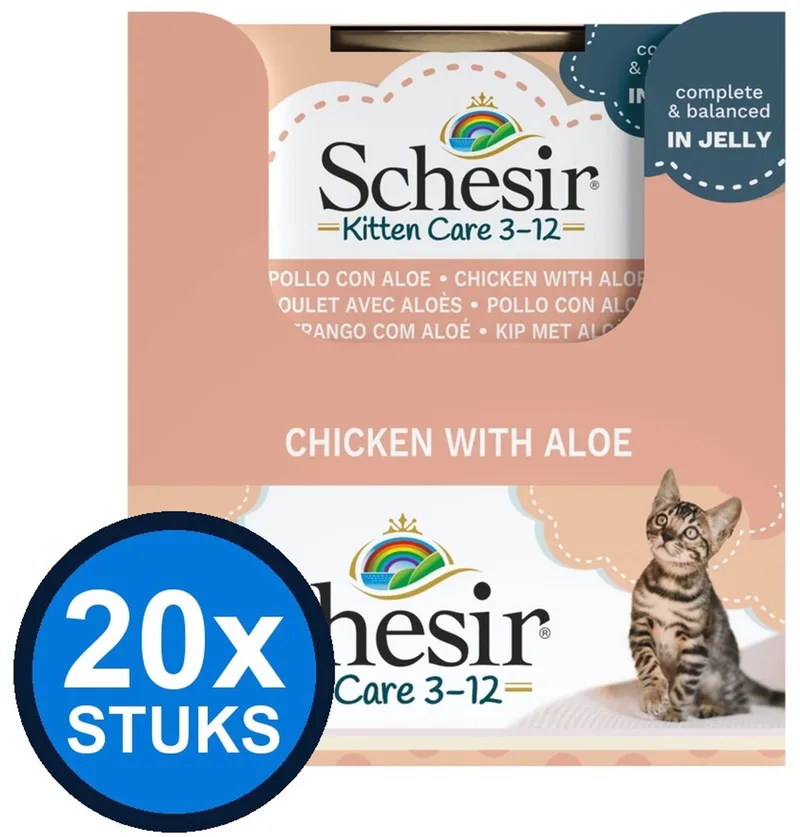 20x Schesir - Kitten Care 3-12 - Kattenvoer - Gelei in zakje - Kip - 85g by Schesir – product photo