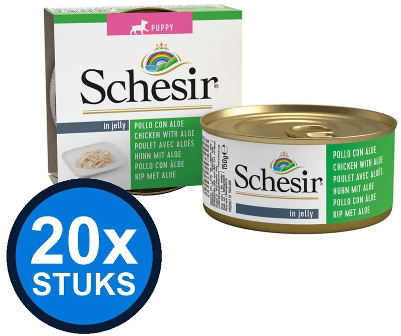 20x Schesir - Puppy - Hondenvoer - Gelei in blik - Kip & Aloe - 150g von Schesir – Produktfoto