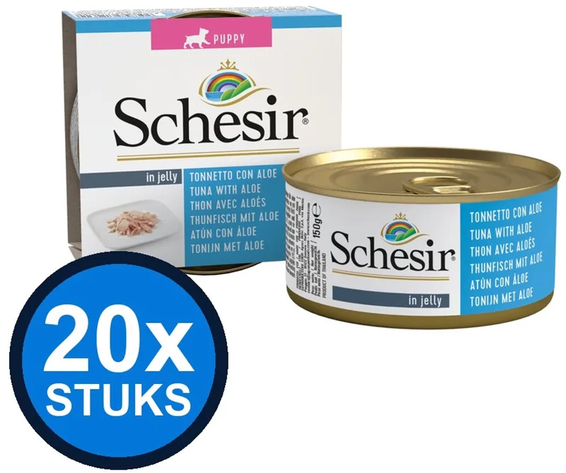 20x Schesir - Puppy - Hondenvoer - Gelei in blik - Tonijn & Aloe - 150g by Schesir – product photo