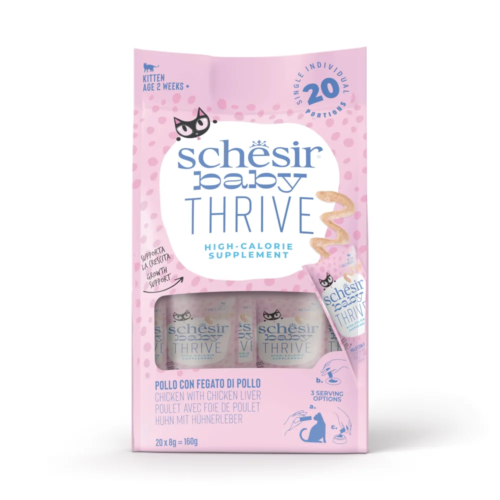 20x8g Schesir Baby Thrive kip met kippenlever nat kattenvoer de Schesir – photo produit