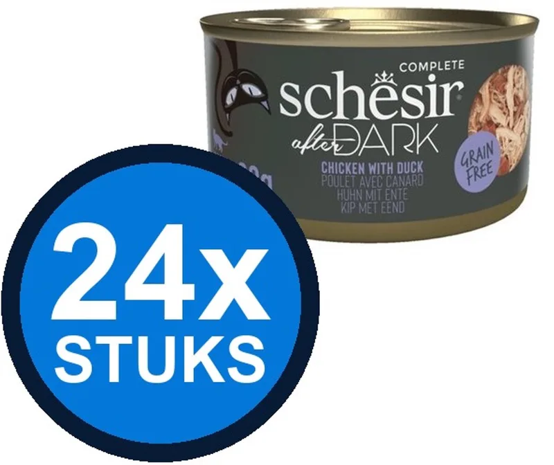 24x Schesir - After Dark - Kattenvoer - Bouillon in blik - Kip & Eend - 80g de Schesir – photo produit