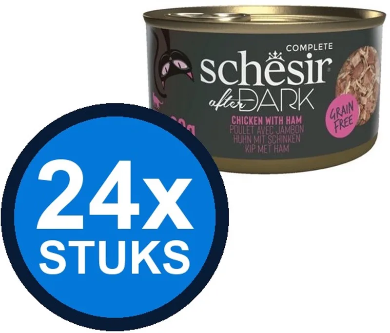 24x Schesir - After Dark - Kattenvoer - Bouillon in blik - Kip & Ham - 80g de Schesir – photo produit