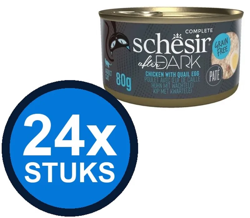 24x Schesir After Dark - Kip & Kwartelei Paté - Kattenvoer Natvoer - 80g de Schesir – photo produit