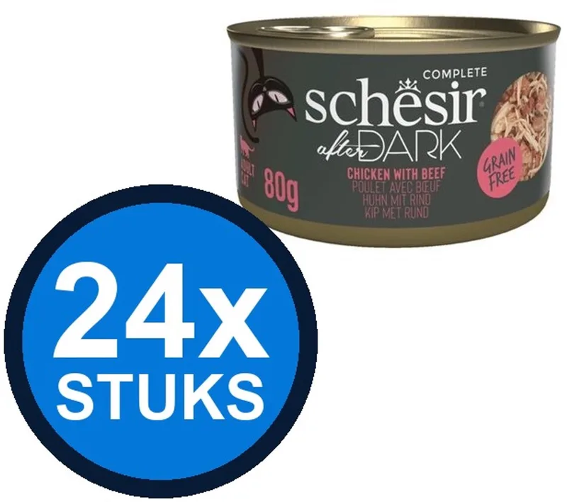 24x Schesir After Dark - Kip & Rund in Bouillon - Kattenvoer Natvoer - 80g by Schesir – product photo