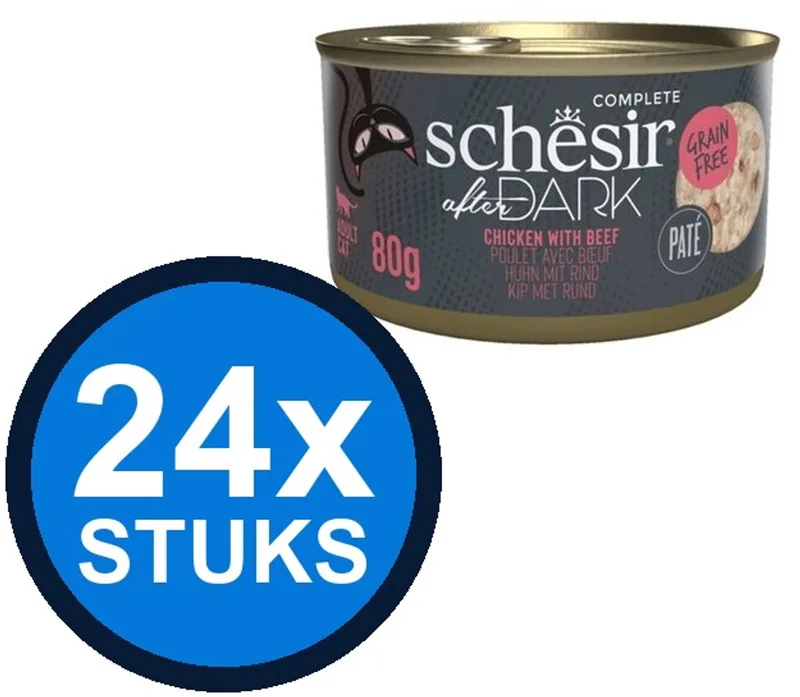 24x Schesir After Dark - Kip & Rund Paté - Kattenvoer Natvoer - 80g von Schesir – Produktfoto