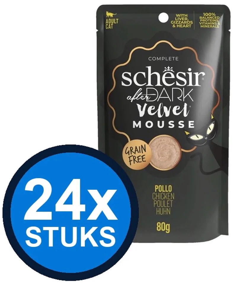 24x Schesir - After Dark Velvet - Kattenvoer - Mousse in zakje - Kip - 80g de Schesir – photo produit
