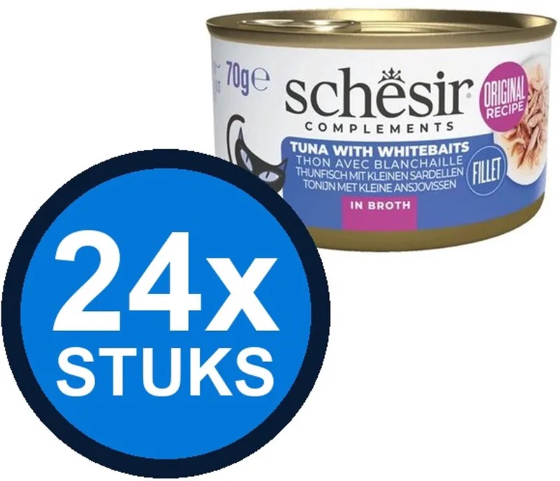 24x Schesir - Complementary - Kattenvoer - Bouillon in blik - Tonijn & Witvis - 70g by Schesir – product photo