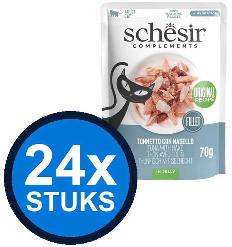 24x Schesir - Complementary - Kattenvoer - Gelei in blik - Tonijn & Heek - 70g by Schesir – product photo