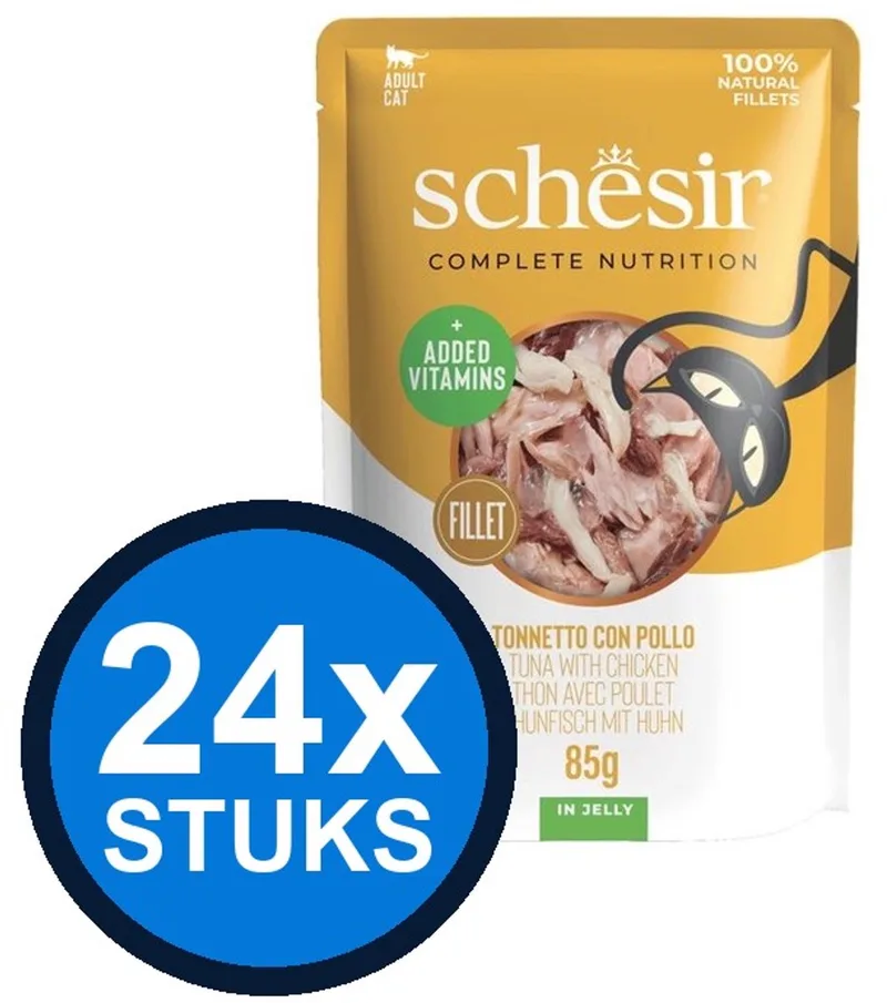 24x Schesir - Complementary - Kattenvoer - Gelei in zakje - Kip - 70g de Schesir – photo produit