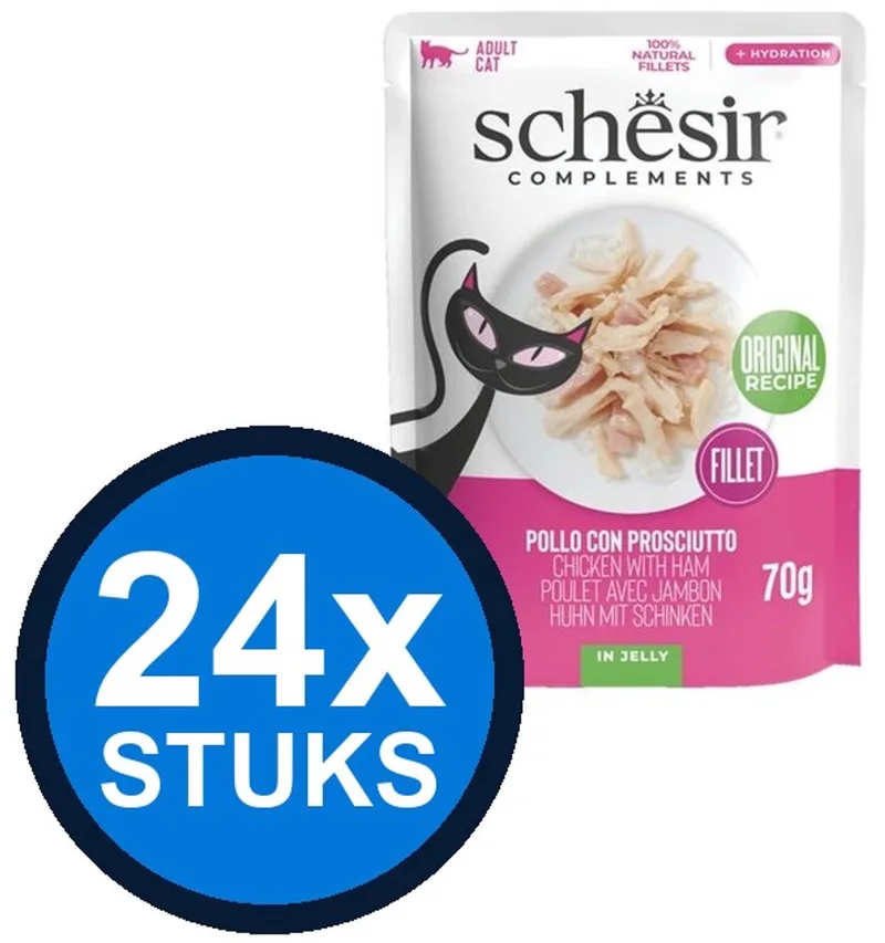 24x Schesir - Complementary - Kattenvoer - Gelei in zakje - Kip & Ham - 70g de Schesir – photo produit