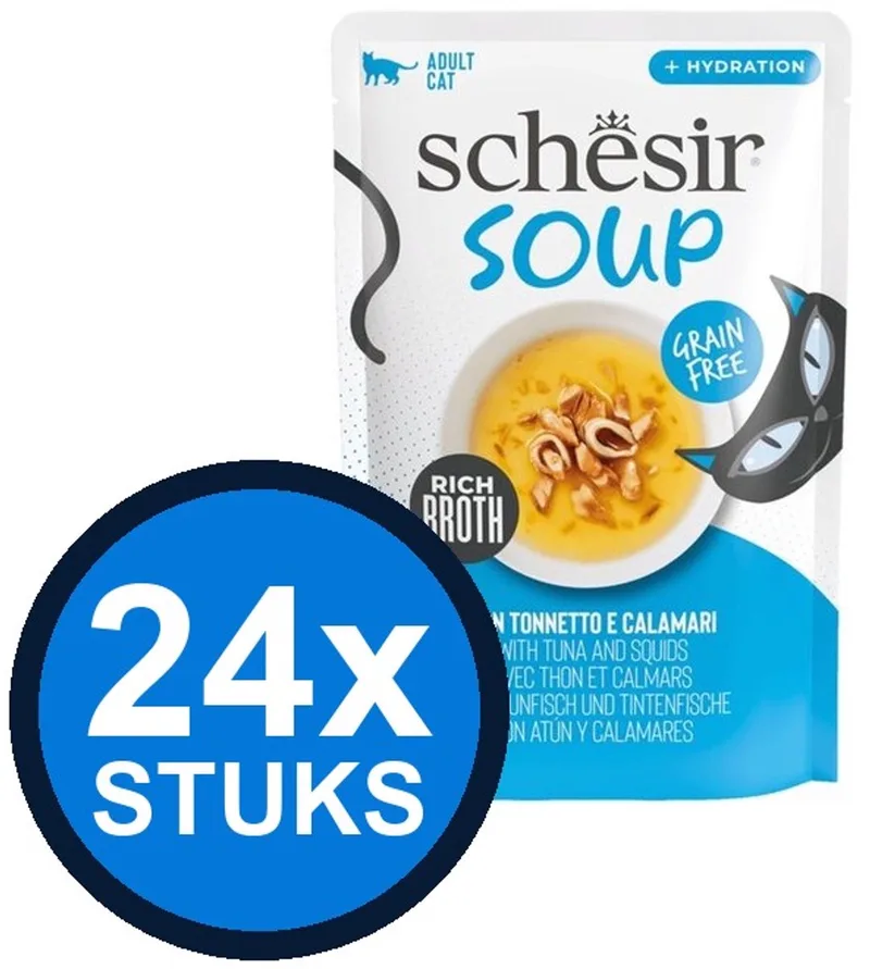 24x Schesir - Complementary - Kattenvoer - Soep in zakje - Tonijn & Inktvis - 40g by Schesir – product photo