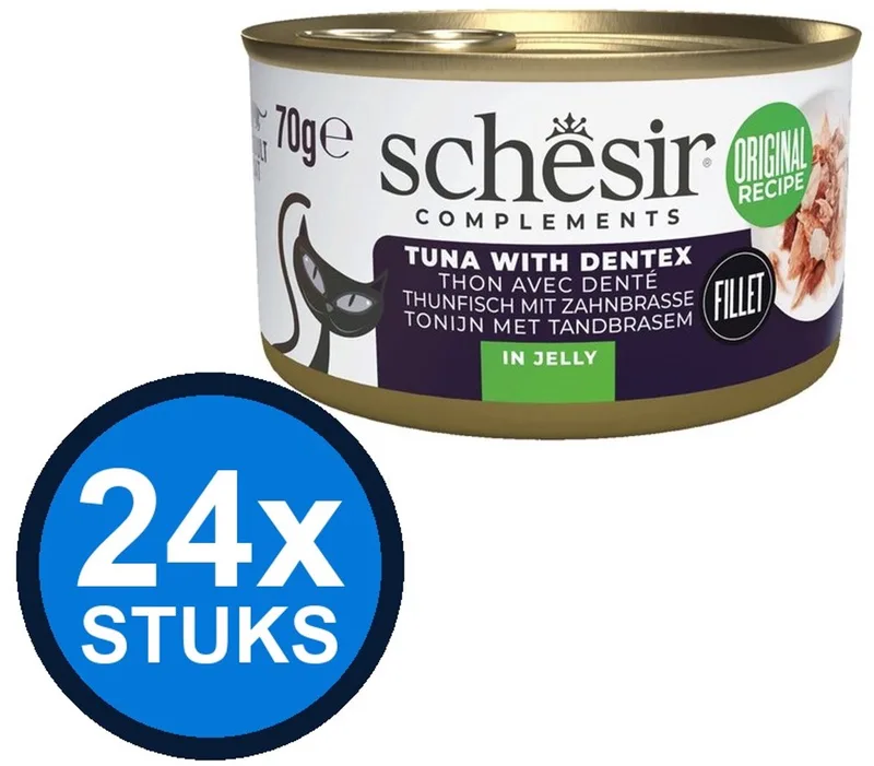24x Schesir Complements Tonijn met Tandbrasem in Gelei - Aanvullend Kattenvoer - 70g de Schesir – photo produit