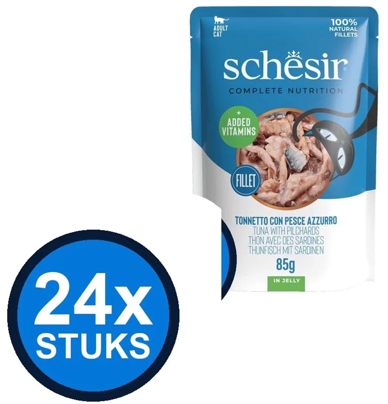 24x Schesir - Complete & Balanced - Kattenvoer - Gelei in zakje - Tonijn & Sardines - 85g von Schesir – Produktfoto