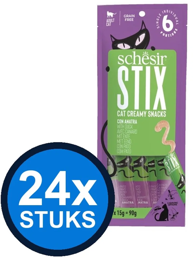 24x Schesir - Kattensnack - Eend - 6x15g van Schesir – productfoto