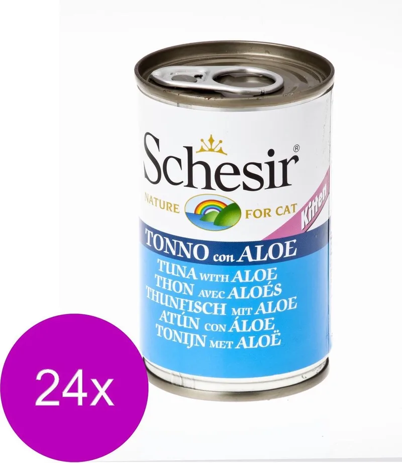 24x Schesir Kattenvoer Kitten 3-12 Tonijn - Aloe in Gelei 140 gr by Schesir – product photo