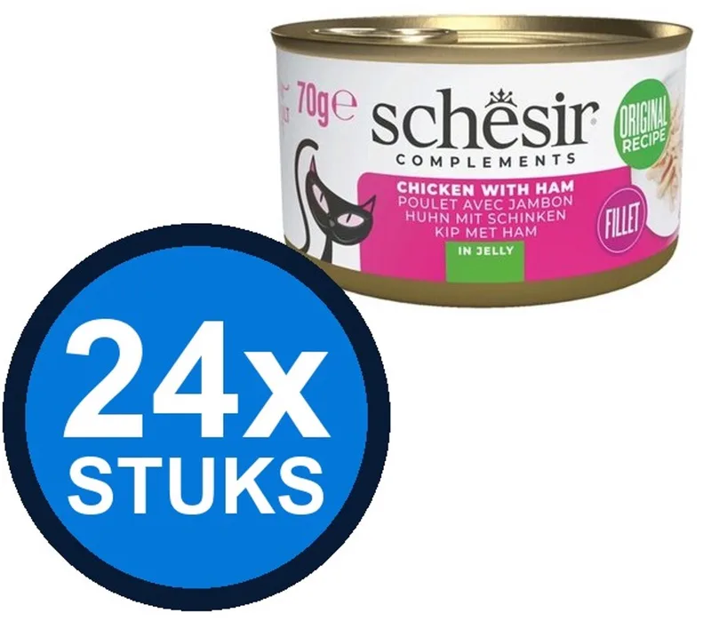 24x Schesir - Kip & Ham in Gelei - Kattenvoer Natvoer - 70g by Schesir – product photo