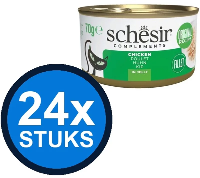 24x Schesir - Kip in Gelei - Kattenvoer Natvoer - 70g fra Schesir – produktbillede