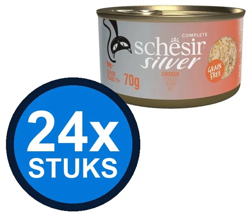 24x Schesir Silver Senior Bouillon - Kip - Kattenvoer Natvoer - 70g von Schesir – Produktfoto
