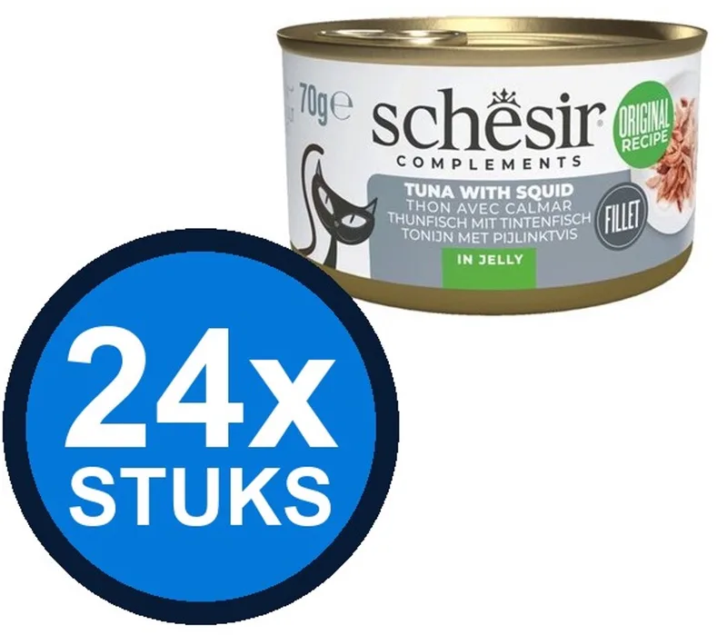 24x Schesir - Tonijn & Inktvis in Gelei - Kattenvoer Natvoer - 70g von Schesir – Produktfoto