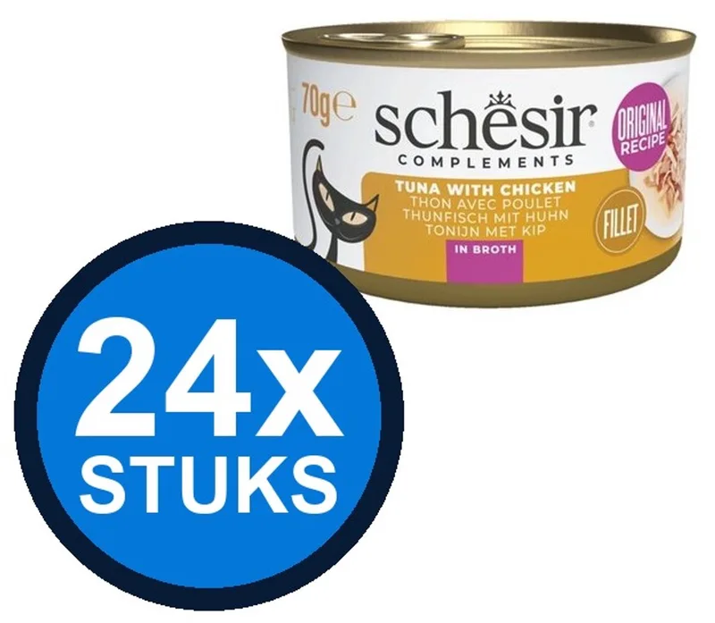 24x Schesir - Tonijn & Kip in Bouillon - Kattenvoer Natvoer - 85g de Schesir – photo produit