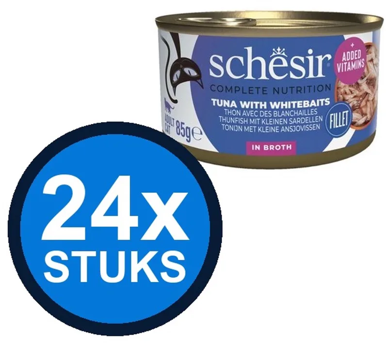 24x Schesir - Tonijn & Witvis in Bouillon - Kattenvoer Natvoer - 85g de Schesir – photo produit