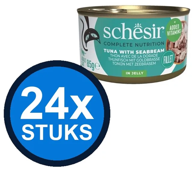 24x Schesir - Tonijn & Zeebrasem in Gelei - Kattenvoer Natvoer - 85g
