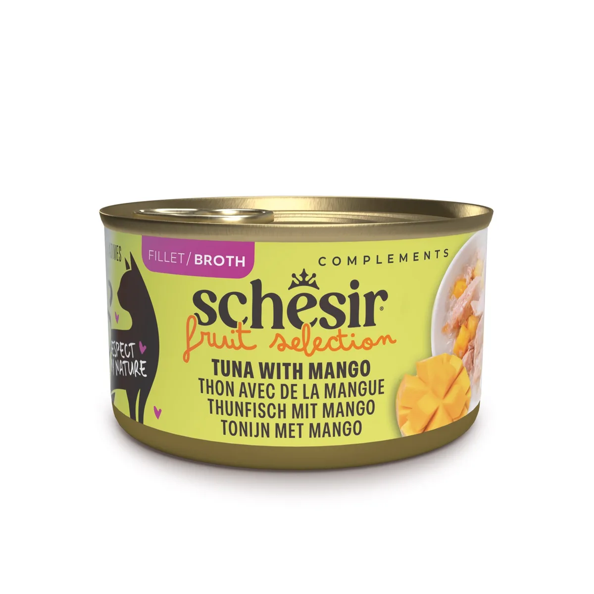 24x75g Schesir Cat Fruit Selection tonijn en mango in bouillon natvoer voor katten van Schesir – productfoto