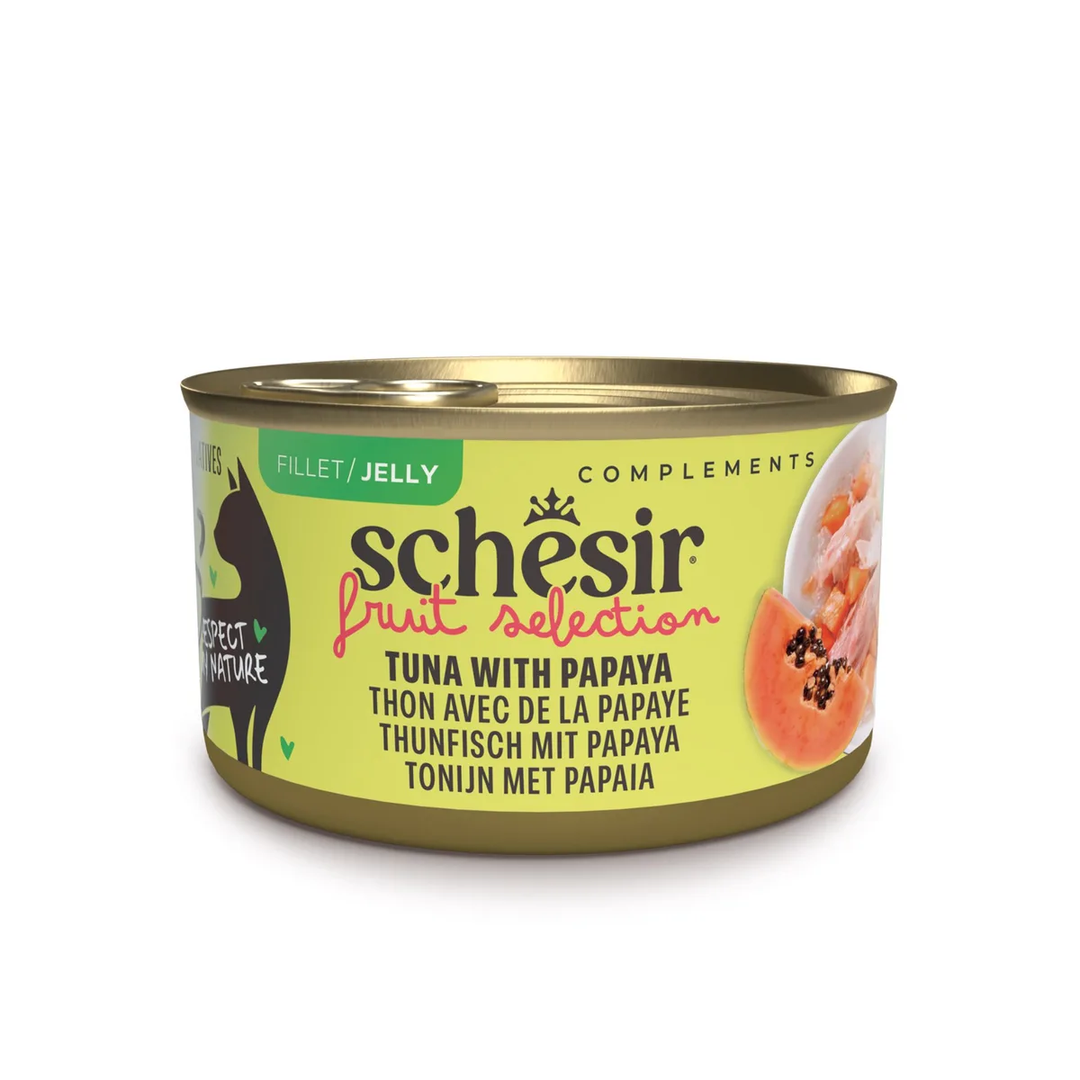 24x75g Schesir Cat Fruit Selection tonijn en papaja in gelei natvoer voor katten van Schesir – productfoto