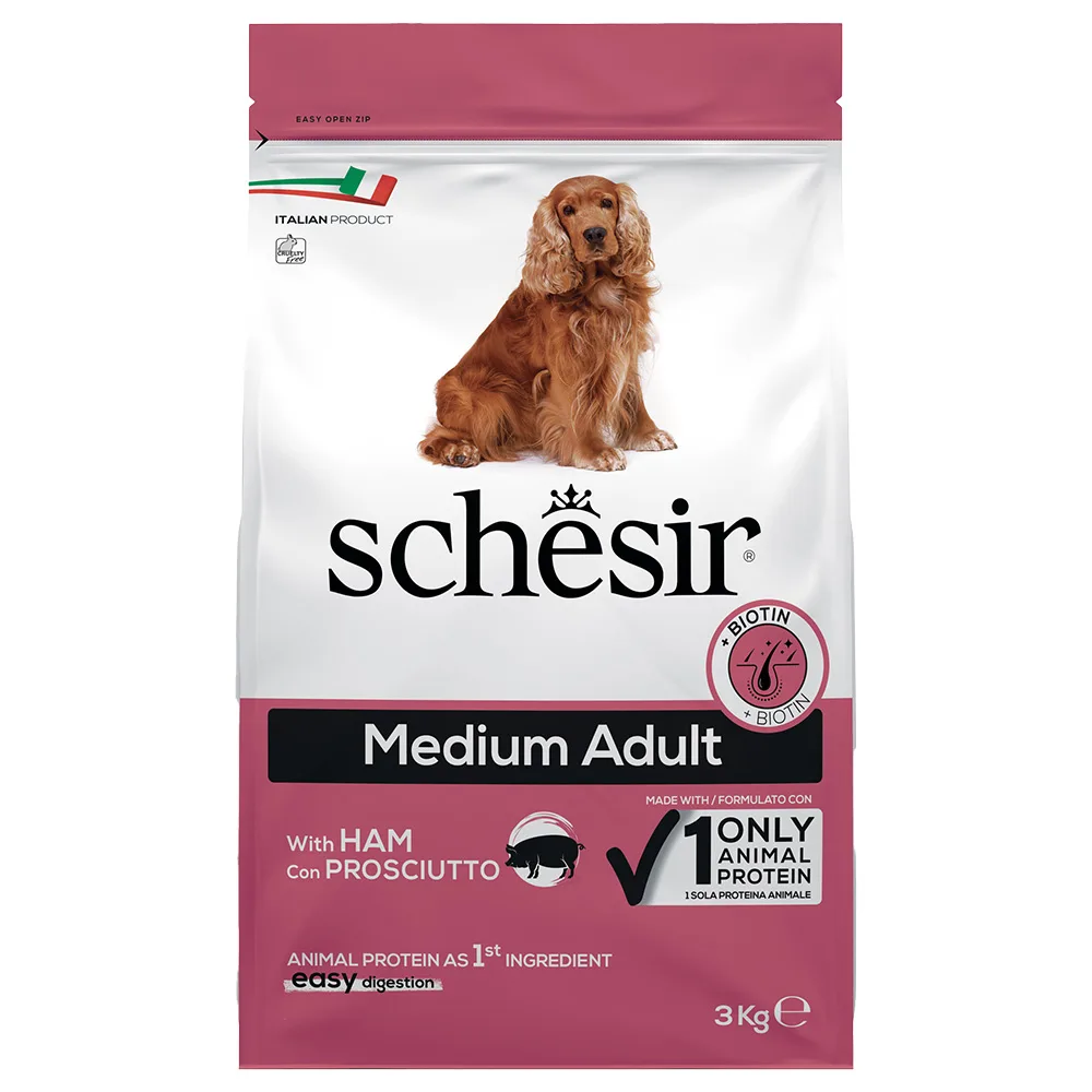 3kg Schesir Dog Medium Adult met ham droogvoer voor honden från Schesir – produktbild