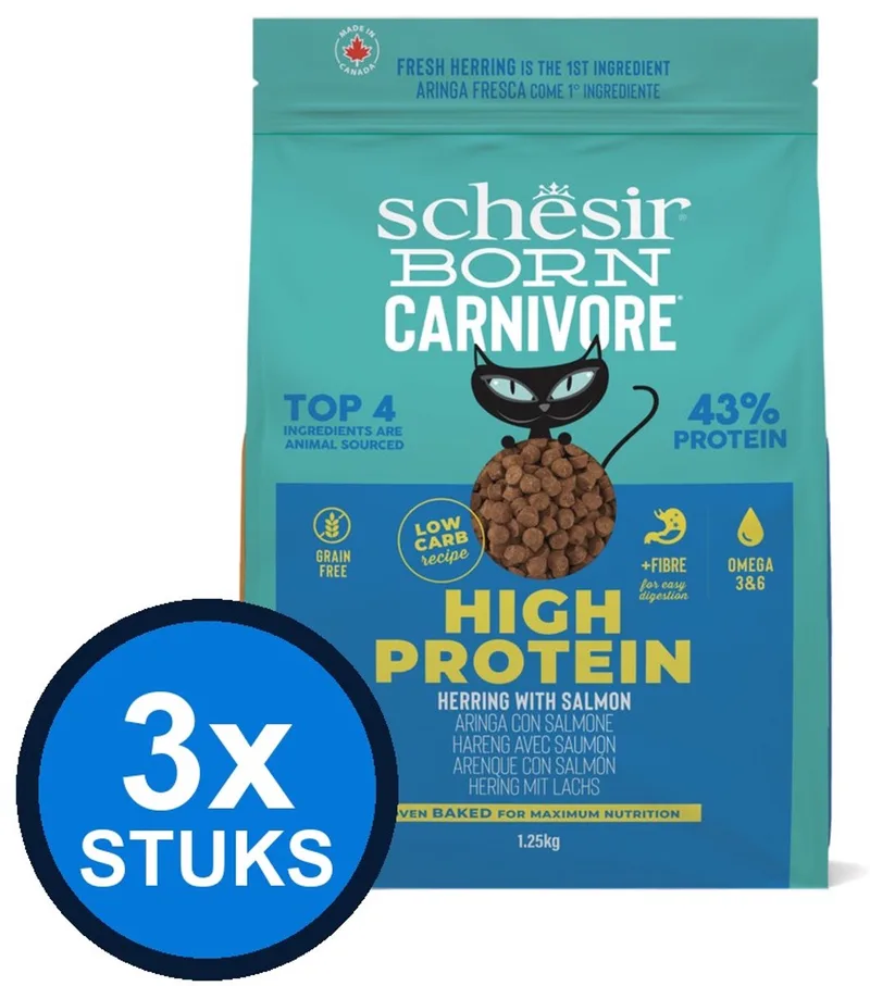 3x Schesir Born Carnivore Kat Dry Haring & Zalm - Kattenbrokken Graanvrij - 1,25 kg by Schesir – product photo