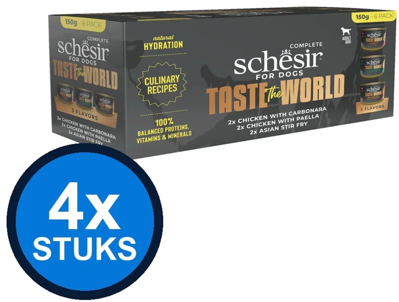 4x Schesir - Taste The World - Hondenvoer - Natvoer in blik - Variety Pack - 6x150g de Schesir – photo produit