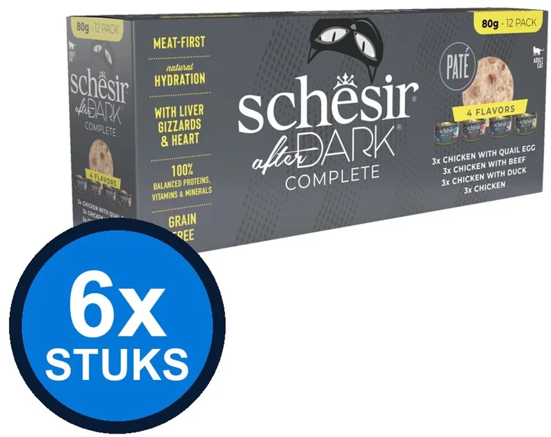 6x Schesir - After Dark - Kattenvoer - Paté in blik - Variety Pack - 12x80g von Schesir – Produktfoto