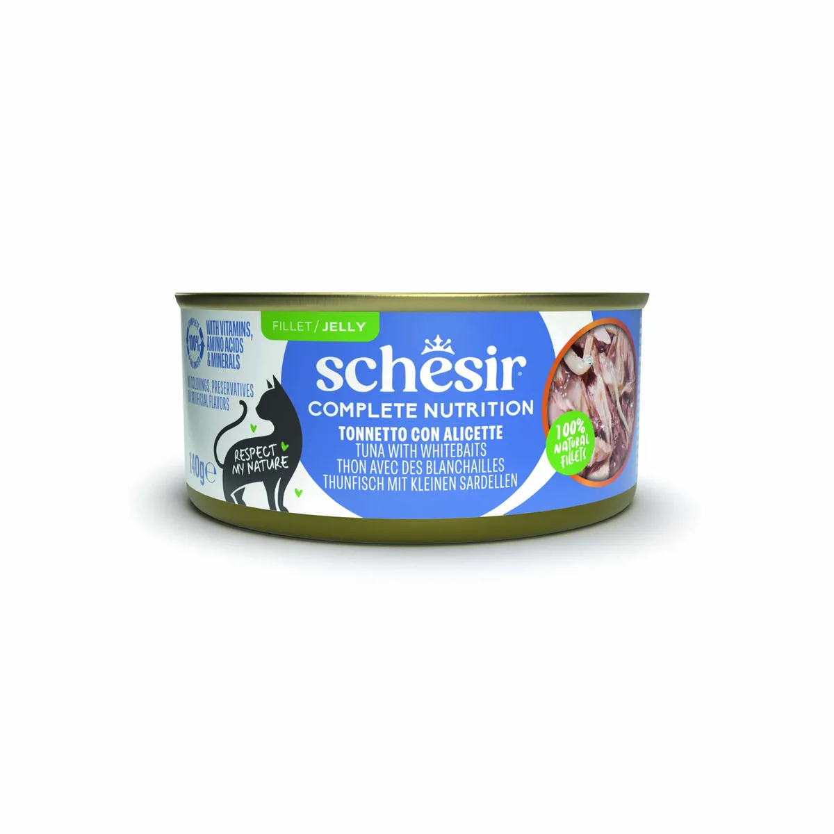 6x140g Tonijn met witte vis Schesir Complete voeding in gelei natvoer voor katten by Schesir – product photo