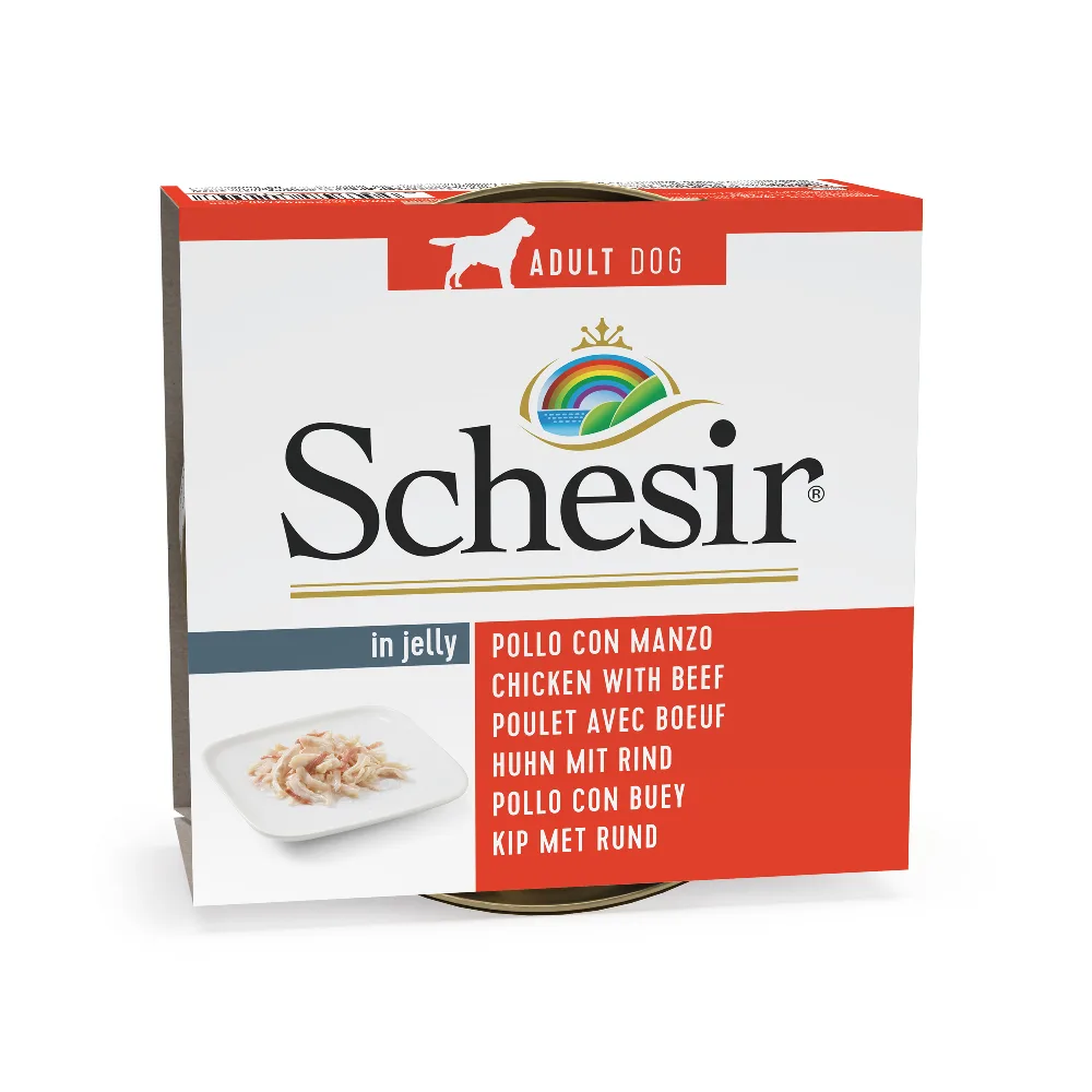 6x150g Kip met Rund Schesir Hondenvoer nat de Schesir – photo produit