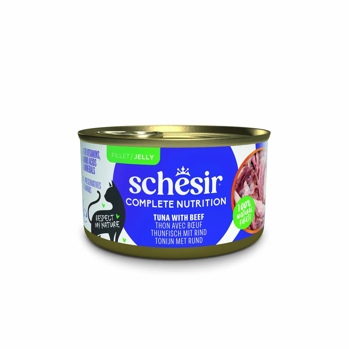 6x85g Tonijn met rundvlees Schesir Complete Nutrition kattenvoer in gelei Natvoer voor katten by Schesir – product photo