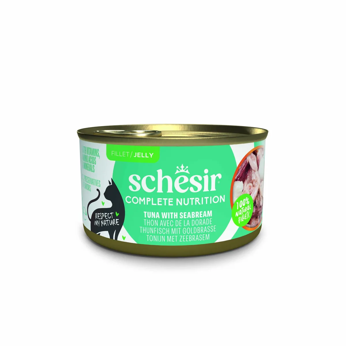 6x85g Tonijn met zeebrasem Schesir Complete Nutrition kattenvoer in gelei Natvoer voor katten by Schesir – product photo
