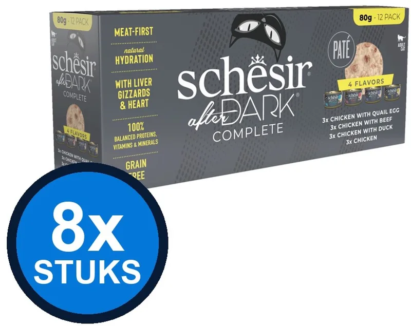 8x Schesir - After Dark - Kattenvoer - Paté in blik - Variety Pack - 12x80g de Schesir – photo produit