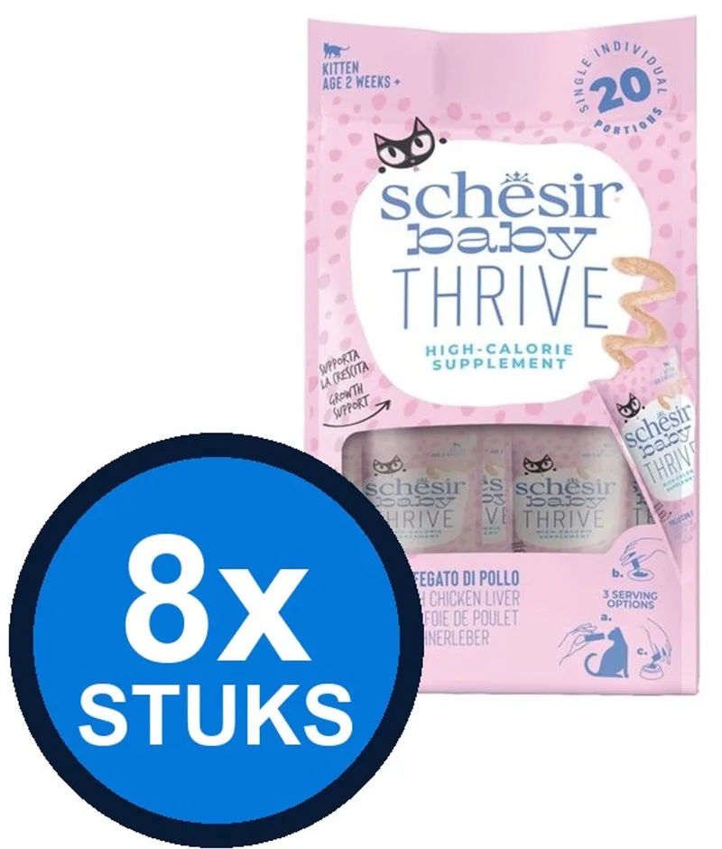 8x Schesir - Baby Thrive Kitten - Kattenvoer - Mousse in zakje - Kip Supplement - 20x8g von Schesir – Produktfoto