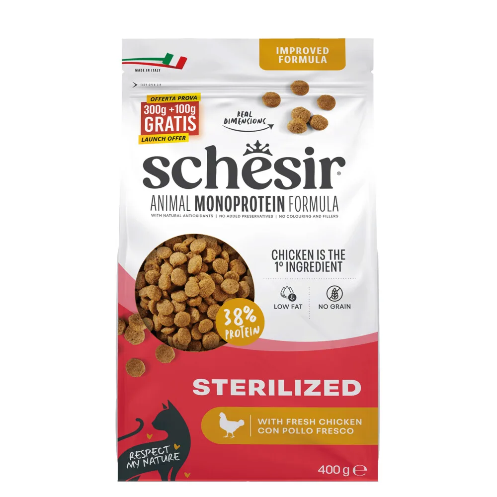 8x Schesir Monoproteïne Promo Kattenvoer Droog Sterilized Kip 400 gr by Schesir – product photo