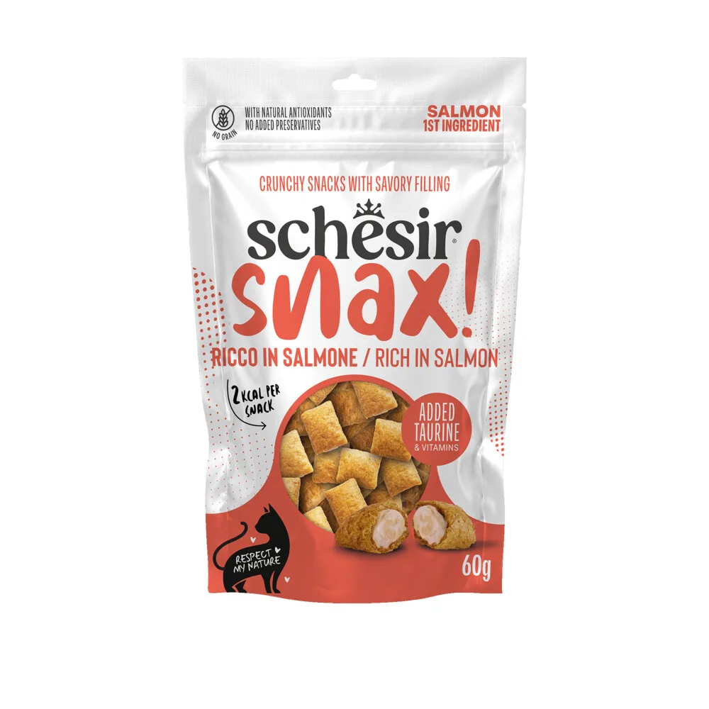8x Schesir Snax! Kat Zalm 60 gr fra Schesir – produktbillede