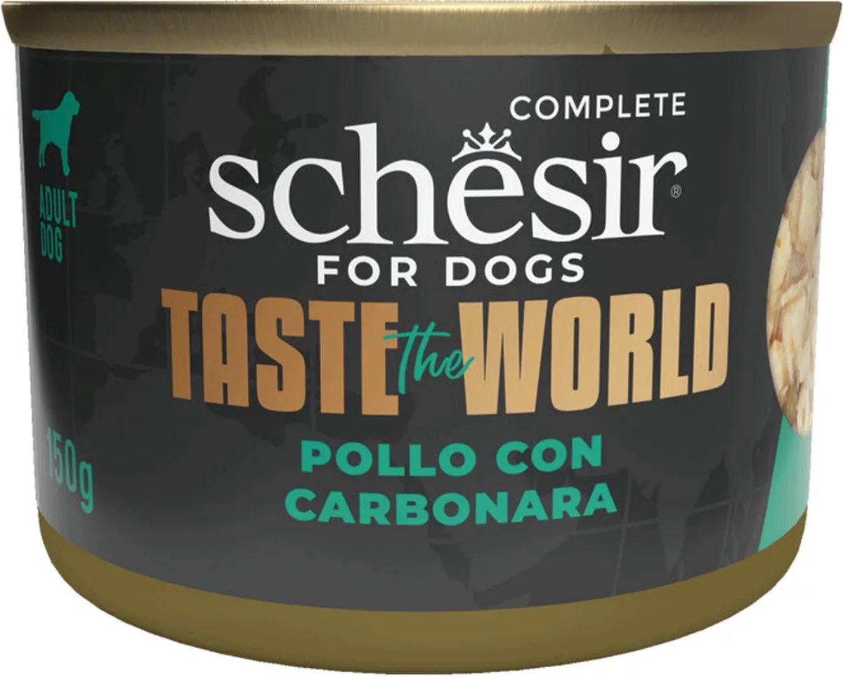 8x Schesir Taste The World Hond Kip & Carbonara 150 gr von Schesir – Produktfoto
